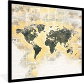 Fotolijst incl. Poster - Wereldkaart - Kleuren - Waterverf - 40x40 cm - Posterlijst
