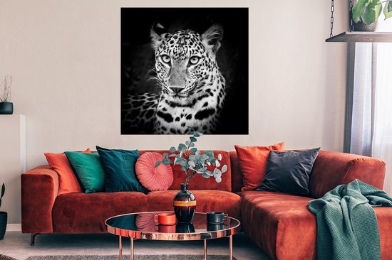 Affiche Panthère - Zwart - Wit - 100x100 cm XXL