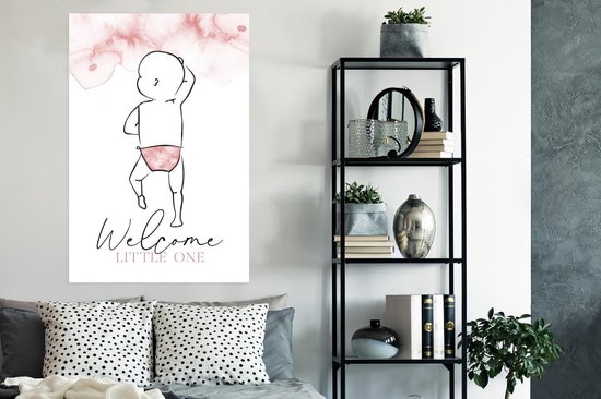Poster Welcome little one - Baby - Spreuken - Quotes - Meisje - 80x120 cm