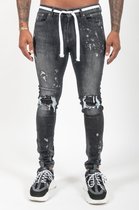 Malelions Men Ripped & Repaired Jeans - Black