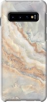 Samsung Galaxy S10 Telefoonhoesje - Premium Hardcase Hoesje - Dun en stevig plastic - Met Marmerprint - Marmer - Goud