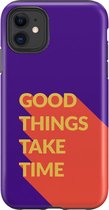 Apple iPhone 11 Hoesje - Extra Stevig Hoesje - 2 lagen bescherming - Met Quote - Good Things - Paars