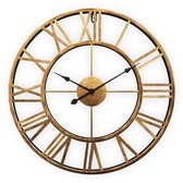 SensaHome Horloge Murale - Klok Métallique Mouvement Silencieux - Style Industriel Rétro Vintage - Décoration Murale Industrielle - Diamètre 100CM - Or