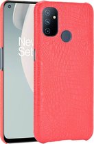 OnePlus Nord N100 Hoesje - Mobigear - Croco Serie - Hard Kunststof Backcover - Rood - Hoesje Geschikt Voor OnePlus Nord N100