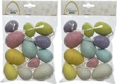 36x Gekleurde glitter plastic/kunststof Paaseieren 4-6 cm - Paaseitjes voor Paastakken  - Paasversiering/decoratie Pasen