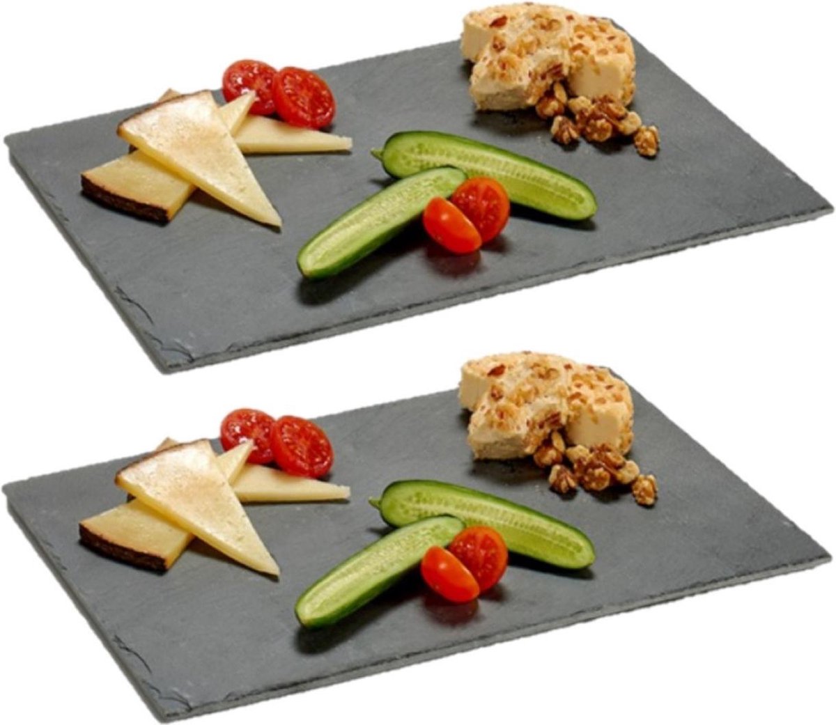 Garde Manger Fromage FUNSUEI Lot De 6 Plateau De Service Rectangulaires En Ardoise, 30 X 10 Cm, Noir, Plateau Repas Pour Sushis, Fromage, Buffet, Entrées, Desserts Assiette Ardoise Rectangulaire