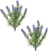 2x stuks lavandula/lavendel kunstplant 34 cm bosje/bundel - Kunstplanten/nepplanten