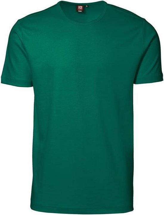 Donkergroene T-shirt met korte mouwen en ronde hals.