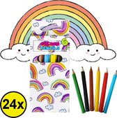 Decopatent® Uitdeelcadeaus 24 STUKS 6-Delige Regenboog Kleurpotloodjes - Traktatie Uitdeelcadeautjes voor kinderen - Klein Speelgoed