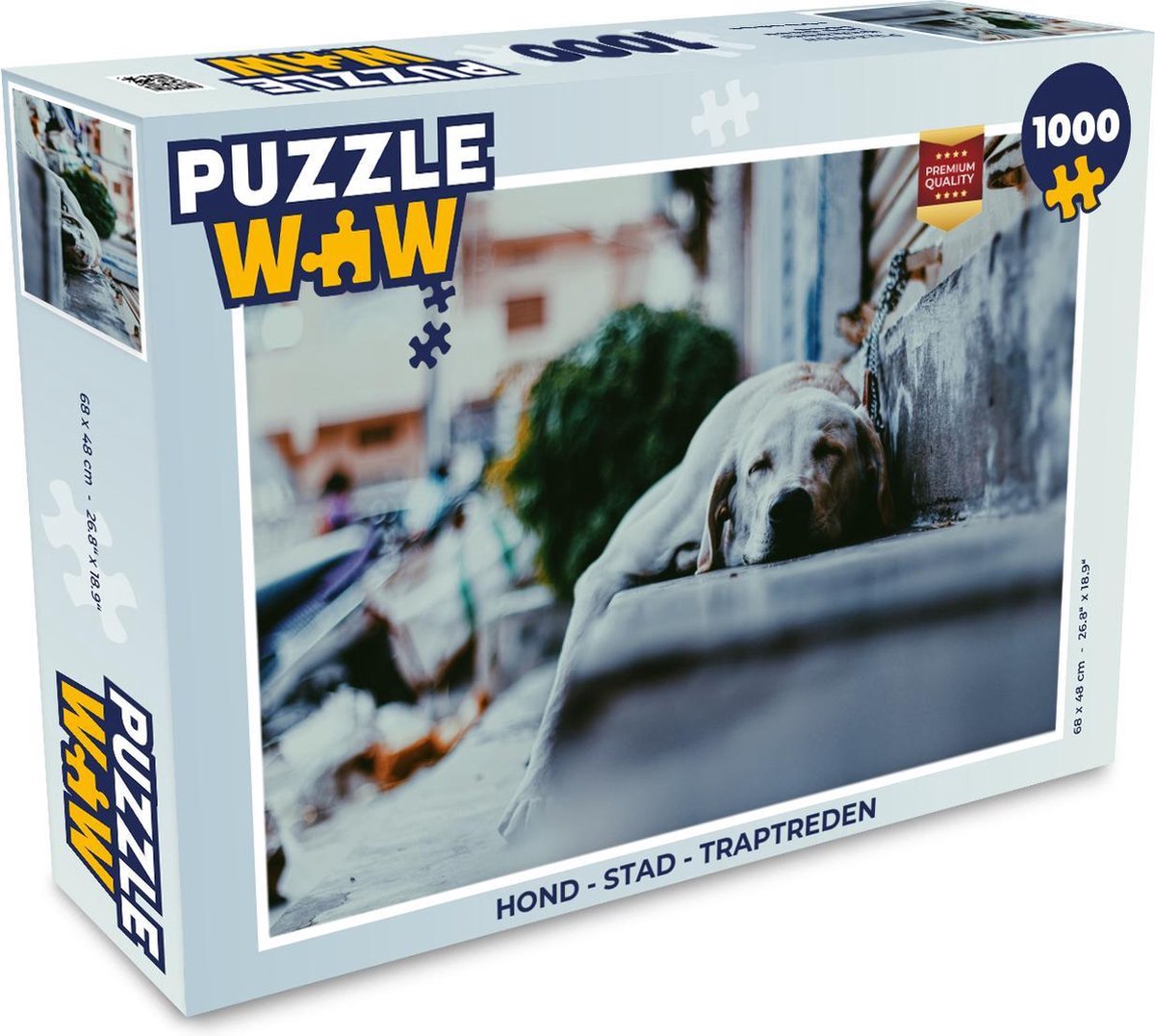 Afbeelding van product PuzzleWow  Puzzel Hond - Stad - Traptreden - Legpuzzel - Puzzel 1000 stukjes volwassenen