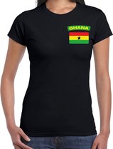 Ghana t-shirt met vlag zwart op borst voor dames - Ghana landen shirt - supporter kleding L