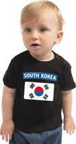South-Korea baby shirt met vlag zwart jongens en meisjes - Kraamcadeau - Babykleding - Zuid-Korea landen t-shirt 62 (1-3 maanden)