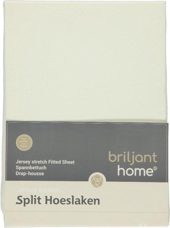 Briljant Home Hoeslaken Jersey Split 160x200/210/220 Off-white