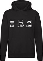 EAT SLEEP GAME | Unisex | Trui | Sweater | Hoodie | Capuchon | Zwart |  Eten | Slapen | Videogame | Levensstijl | Grappig | Cadeau