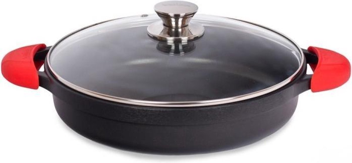 Valira Black Induction Braad-, Kookpan - ø 28cm met Deksel - Extra Harde Coating, 100% PFOA vrij - 3,5l