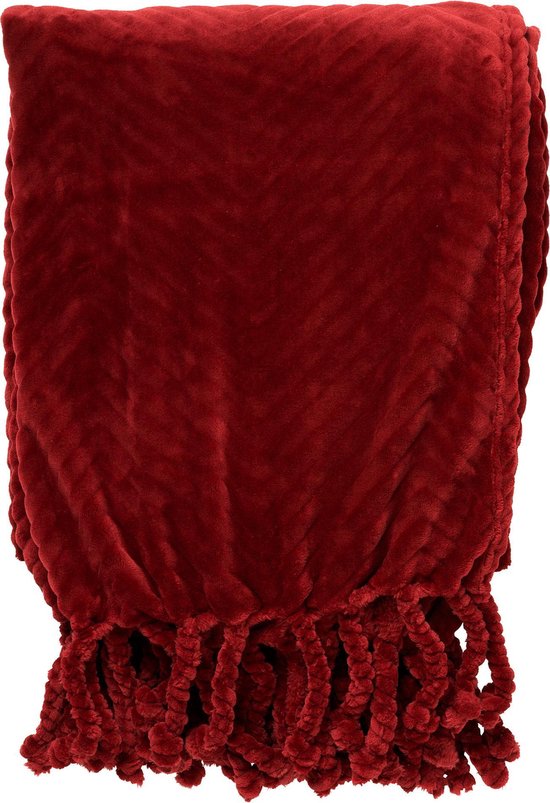 Dutch Decor - ZIGGY - plaid 140x180 cm - fleece - zigzagpatroon - Merlot - rood