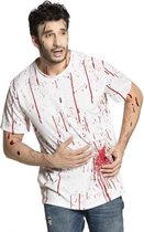 shirt horror heren wit/rood maat M