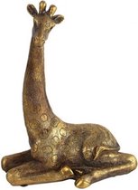 beeld giraffe zittend Amalia 23,5 cm polysteen goud