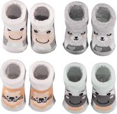 babysokken giftbox New Born katoen wit/oranje 4 paar