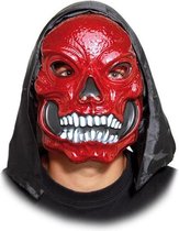 gezichtsmasker Schedel met kap rood/zwart one-size