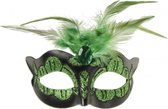 oogmasker Venetiaans meisjes groen 14 cm