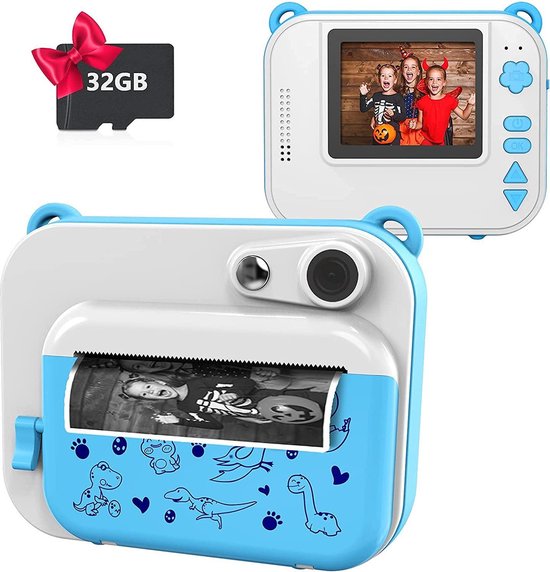 Instant Camera - Digitale Camera Kinderen met Printpapier & 16G TF-kaart - Videocamera met gekleurde pennen - Blauw - Italië, Nieuw - groothandel platform | B2B
