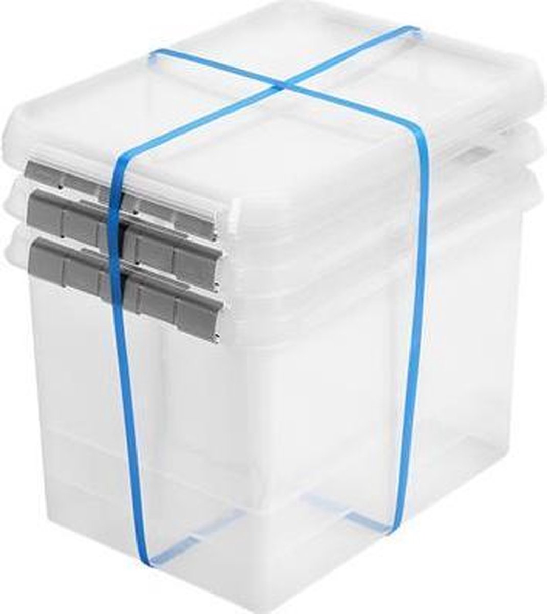 Sunware Comfort Line Opbergbox - 52L - Set van 3 - Transparant/metaal