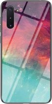 Voor Samsung Galaxy Note10 Sterrenhemel Geschilderd Gehard Glas TPU Schokbestendig Beschermhoes (Kleur Sterrenhemel)