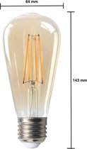 Tsong - LED Filament lamp dimbaar - E27 ST64 - 6W vervangt 60W - 2200K extra warm wit licht - Tall