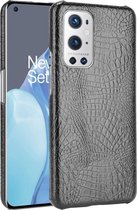 OnePlus 9 Pro Hoesje - Mobigear - Croco Serie - Hard Kunststof Backcover - Zwart - Hoesje Geschikt Voor OnePlus 9 Pro