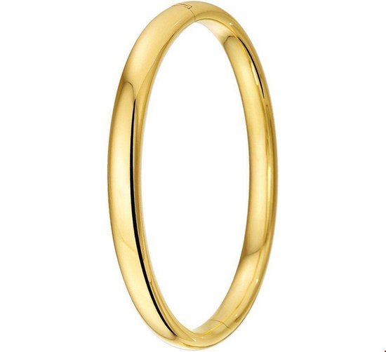 Quickjewels - Gouden bangle met scharnier - Halfronde Buis 7 X 64 mm