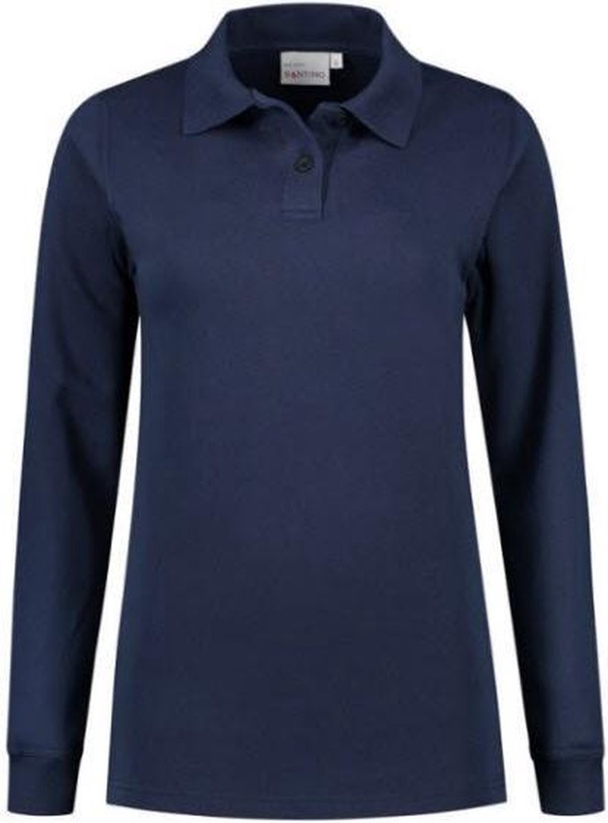 Santino Rick Dames Polo sweater lange mouw - Marine - XXL