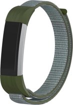 Nylon Smartwatch bandje - Geschikt voor  Fitbit Alta / Alta HR nylon bandje - olijfgroen - Horlogeband / Polsband / Armband