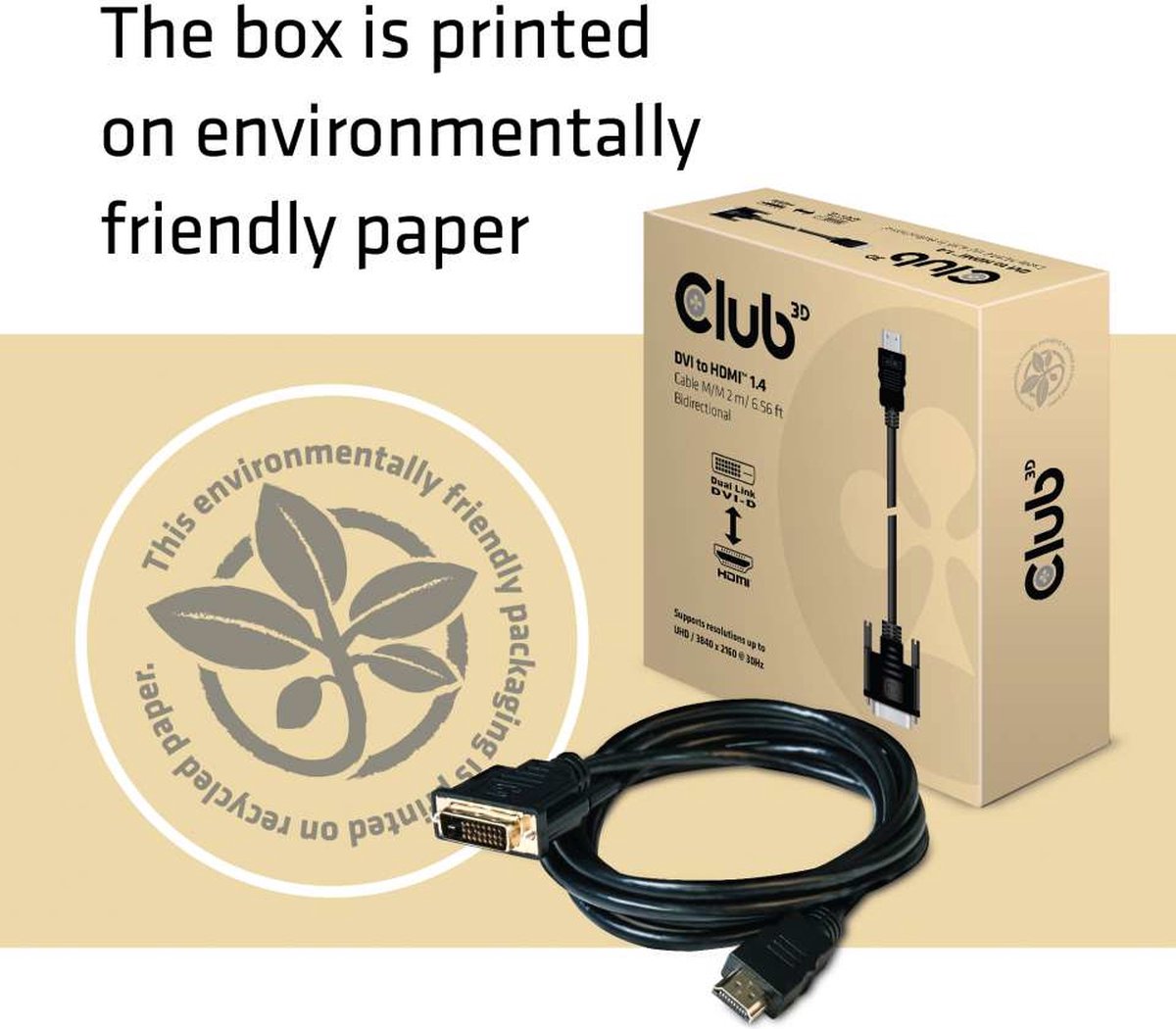 CLUB3D DVI to HDMI 1.4 Cable M/M 2 meter Bidirectional