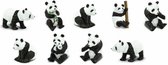 speelfigurenset Pandas junior zwart/wit 9-delig