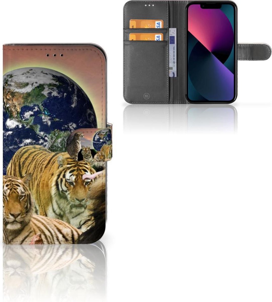 Apple iPhone 13 Telefoonhoesje met Pasjes Roofdieren