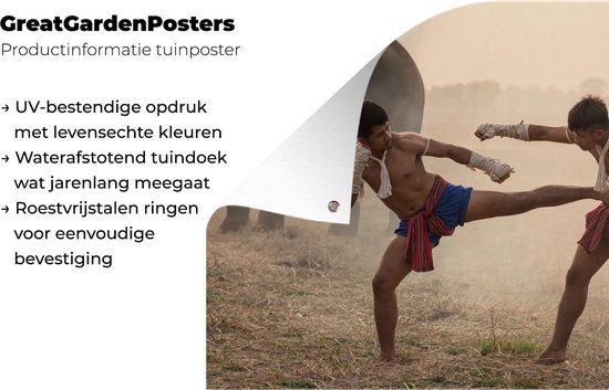 Posters de jardin Arts martiaux - Éléphants - Muay Thai - 90x60 cm - Toile de jardin