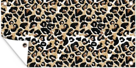 Schuttingposter Panterprint - Bruin - Waterverf - 200x100 cm - Tuindoek