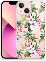 GSM Hoesje iPhone 13 mini Doorzichtig Hoesje Flamingo Palms