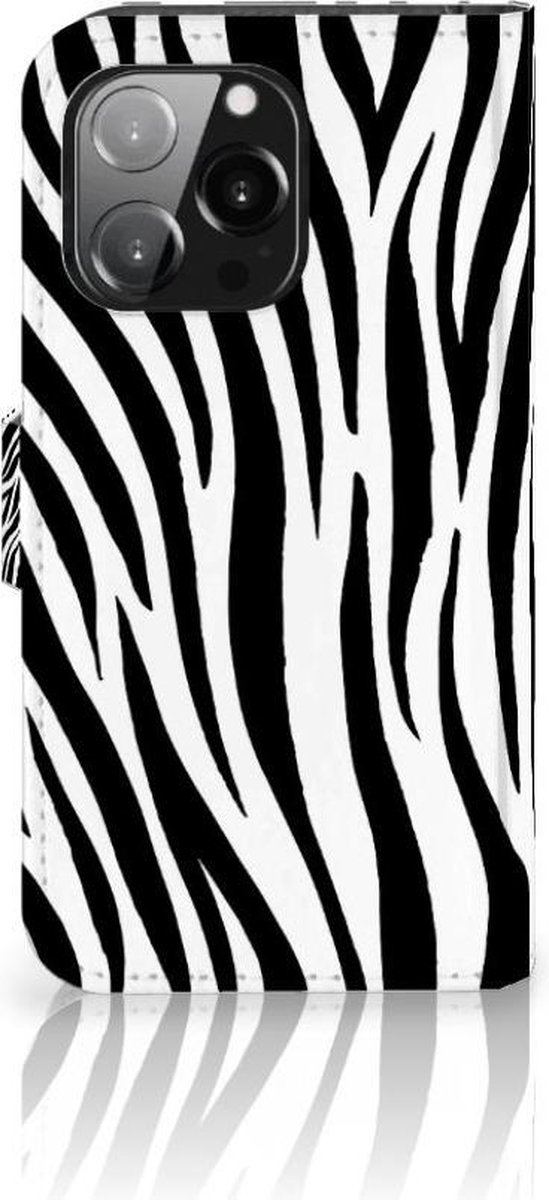 Book Case voor iPhone 13 Pro Telefoonhoesje met Pasjes Zebra