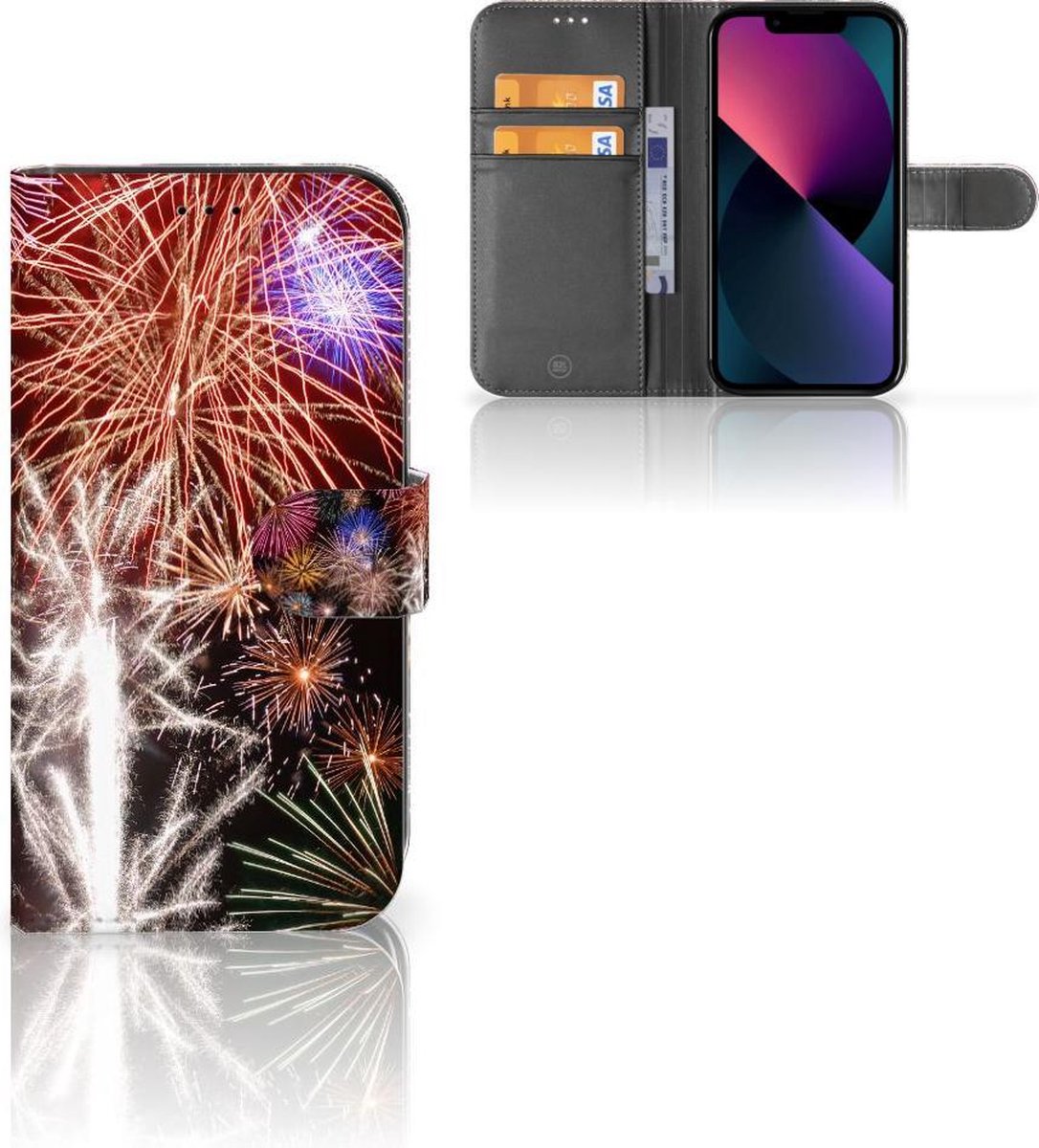 Apple iPhone 13 Wallet Case met Pasjes Vuurwerk