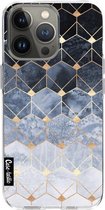 Casetastic Apple iPhone 13 Pro Hoesje - Softcover Hoesje met Design - Blue Hexagon Diamonds Print