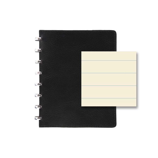 Atoma PUR notitieboekje formaat A5 gelijnd zwart leder 144 bladzijden