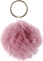 sleutelhanger pompom meisjes 6 cm pluche roze