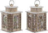 Lykta DKD Home Decor Wit Hout (14 x 14 x 25 cm) (2 pcs)