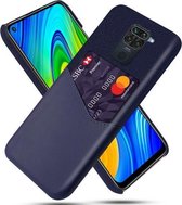 Voor Xiaomi Redmi Note 9 Doek Textuur PC + PU Lederen Achterkant Schokbestendig Hoesje met Kaartsleuf (Blauw)