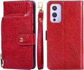 Ritstas PU + TPU Horizontale Flip Leren Hoes Met Houder & Kaartsleuf & Portemonnee & Lanyard Voor OnePlus 9 (Rood)