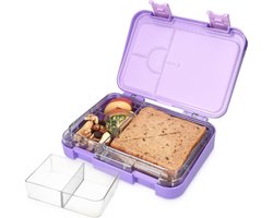 foto van Navaris bentobox - Lunchbox met 4 tot 6 compartimenten - Broodtrommel met variabele vakjes - Voor lunch en tussendoortjes op werk - Paars