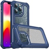 Apple iPhone 13 Pro Hoesje Volledig Schokbestendig Carbon Cover Blauw