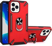 PC + TPU-beschermhoes met 360 graden draaibare ringhouder voor iPhone 13 Pro Max (rood)